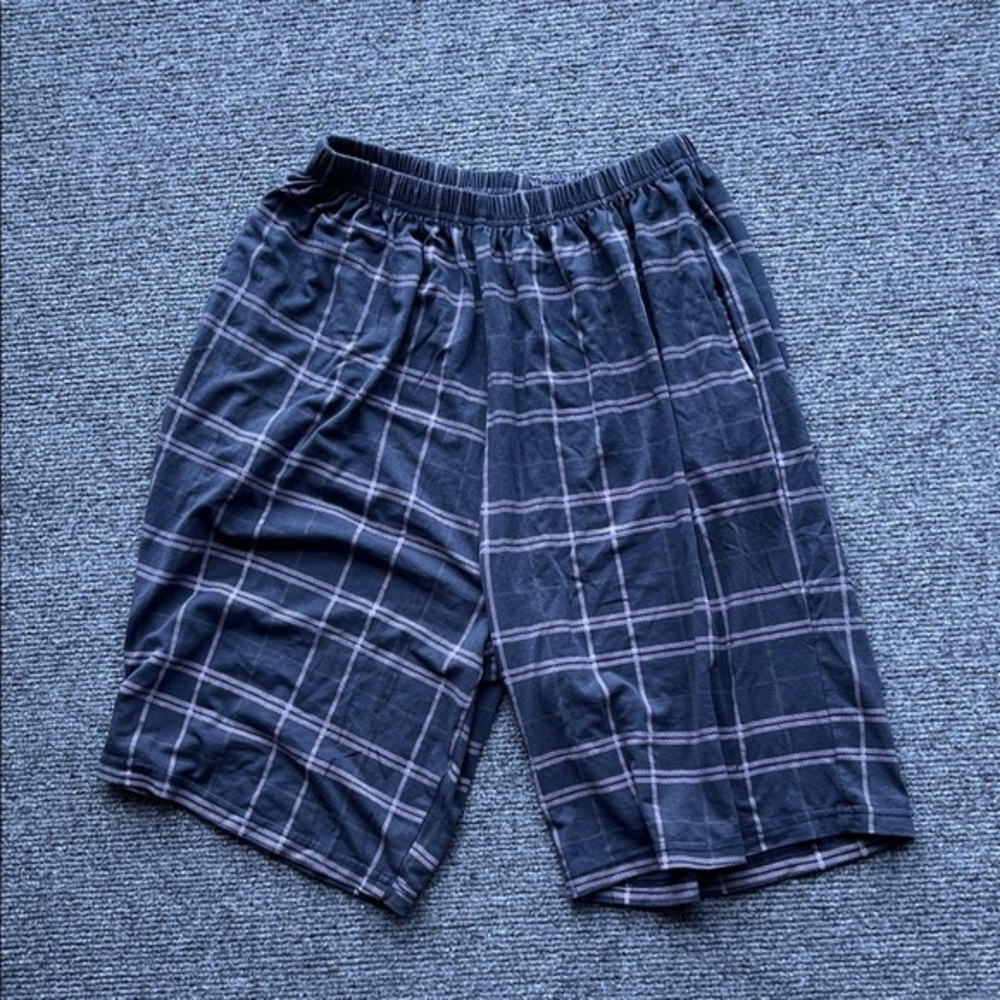 Black Plaid Elastic Waist Shorts